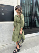 MONCLER COTTON POPLIN DRESS KHAKI