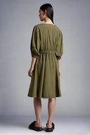 MONCLER COTTON POPLIN DRESS KHAKI