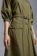 MONCLER COTTON POPLIN DRESS KHAKI